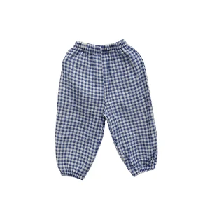 Hot Selling Unisex Linen Cotton Pants Custom Color Casual Straight Pants with Plaid Pattern for Spring