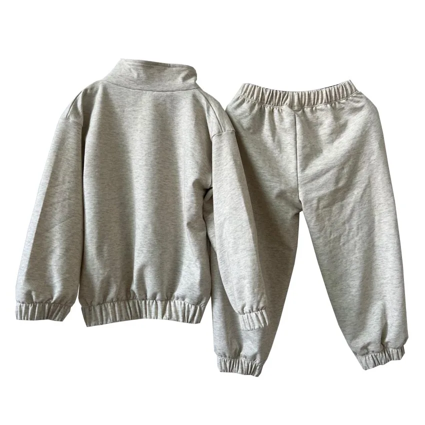 Toddler French Terry Lounge Set Long Sleeve Half Zip Pullover Joggers Pants Kids Tracksuit Set - Image 2