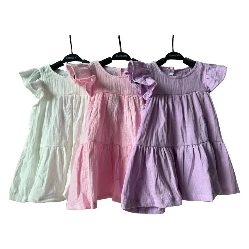 Flutter Sleeves Baby Girl Dress Summer Muslin First Birthday Dress