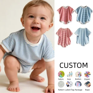 OEM Baby Clothing Unisex-baby Romper Made With Terry Cloth Snap Button Custom for Baby Girls Boys Newborn Jumpsuit