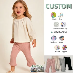 Custom Baby Flared Pant Kids Trousers Clothing Spring and Autumn Baby Girls' Pants Girls' Solid-color Stretch Harem Pants
