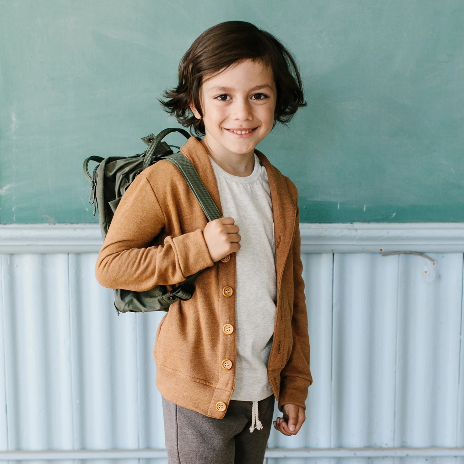 Kids Autumn Winter Boys Coat Shawl Collar French Terry Button Knit Sweatshirt Cardigan - Image 2