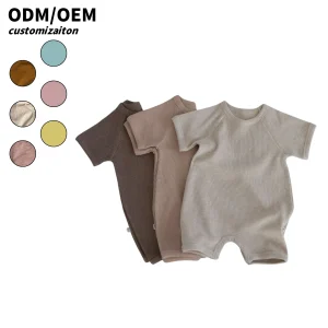 Summer New Baby Romper Summer Boys Girls Basic Playsuit Wear Infant Baby Short Sleeve Jumpsuit Waffle Clothes Outfits