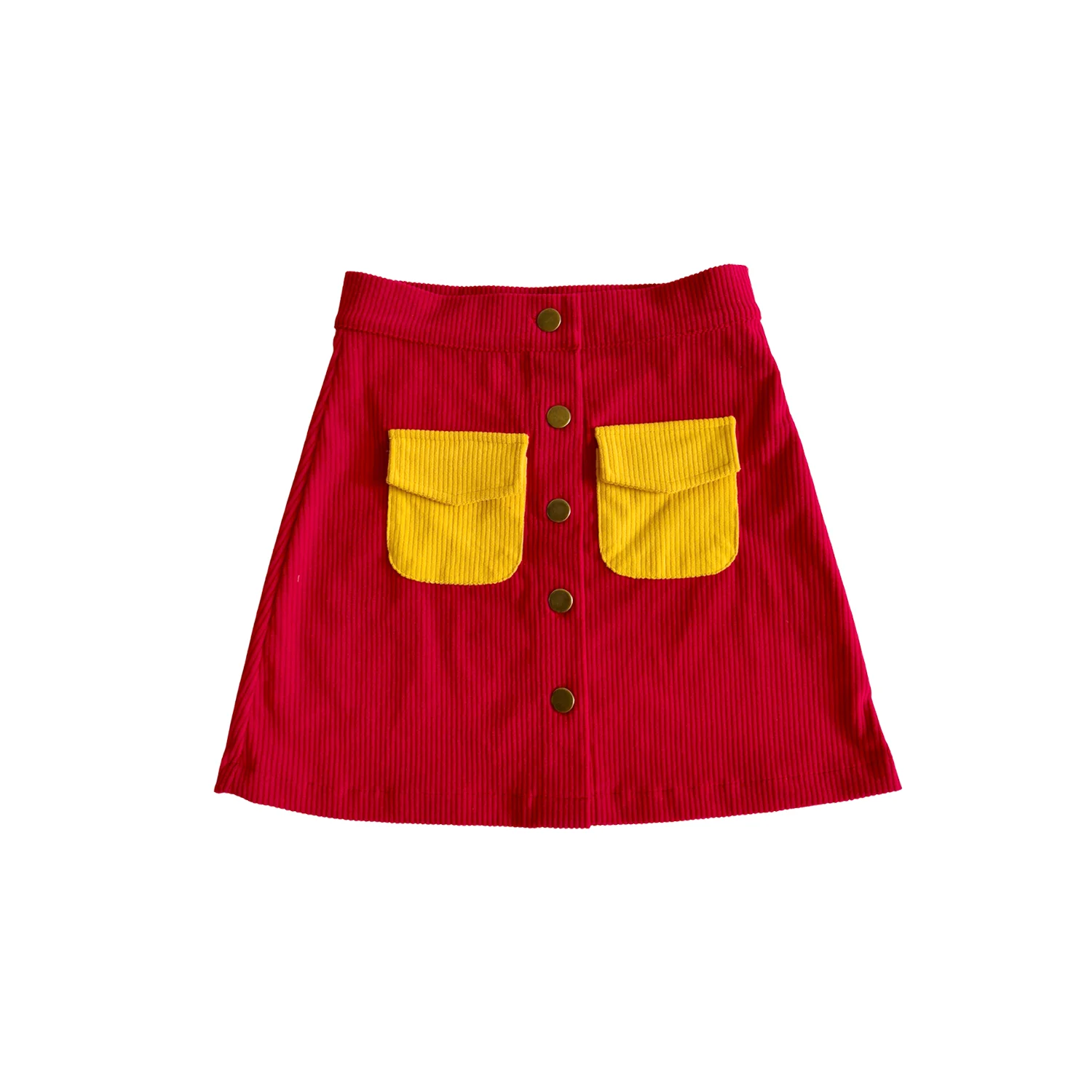 OEM Baby Clothing Girl Corduroy Skirts Kids Fall Winter Button Mini Skirt with Pockets - Image 5