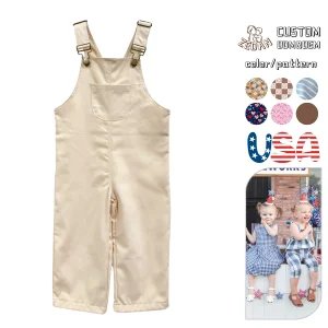 Unisex Twill Cotton Color Block Oversize Overall Baby Trousers Printed Twill with Pocket New Arrival Spring Outfit