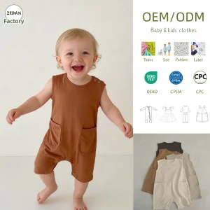 Baby Romper Summer New Casual Sleeveless Jumpsuit Soft Cotton Fabric Infant Fashion Pocket Romper Unisex Baby Clothing for 0-3T