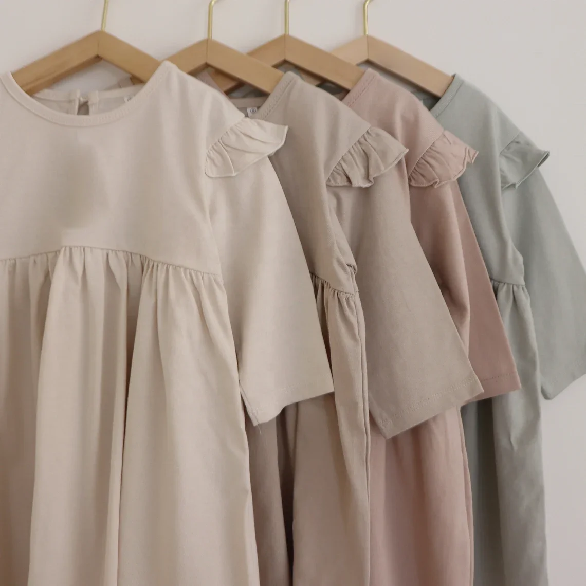 Custom Little Infant Baby Girl Cotton Ruffle Long Sleeve Boho Dresses - Image 2