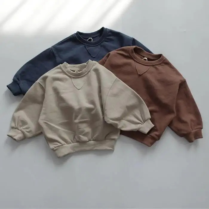Unisex Soft Baby Sweatshirt Solid Color French Terry Oversize Pullover Hoodie Bubble Top Pullover Sweatshirt - Image 6