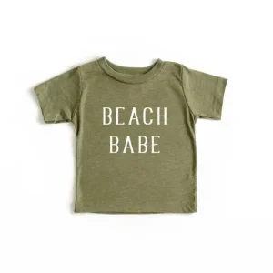 Custom Printing Baby Clothing Shirt Summer Beach Babe Kids Summer Surf and Sun Baby and Toddler Drop-shoulderT Shirt