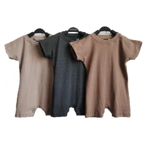 High Quality Unisex Baby Regular Short Sleeve Romper Rib Cotton Solid Color Toddler onesies Kids Summer Cloth