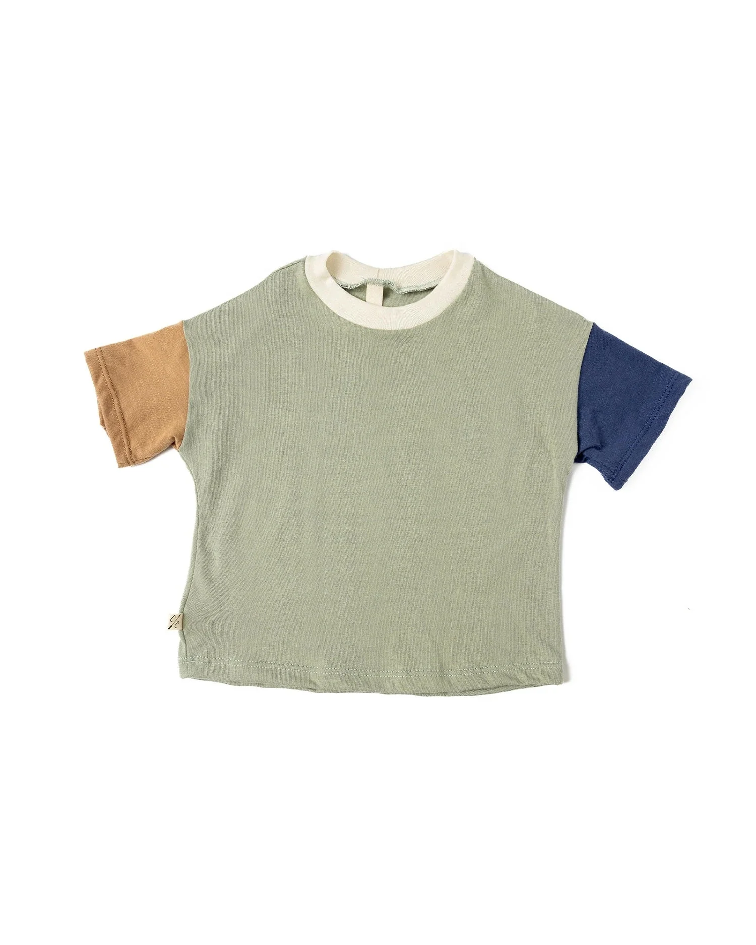 Custom Block Color Summer Baby Unisex Crew Neck Knitted Cotton Shirt Casual Toddler Short Tee - Image 3