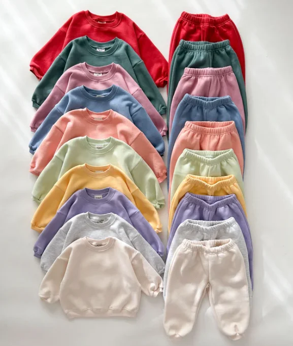 Basic Fall Winter Oversize Unisex Baby Toddler French Terry Tracksuit Sets 2 Pcs Jogger Sets Kids Clothes Set - Image 3