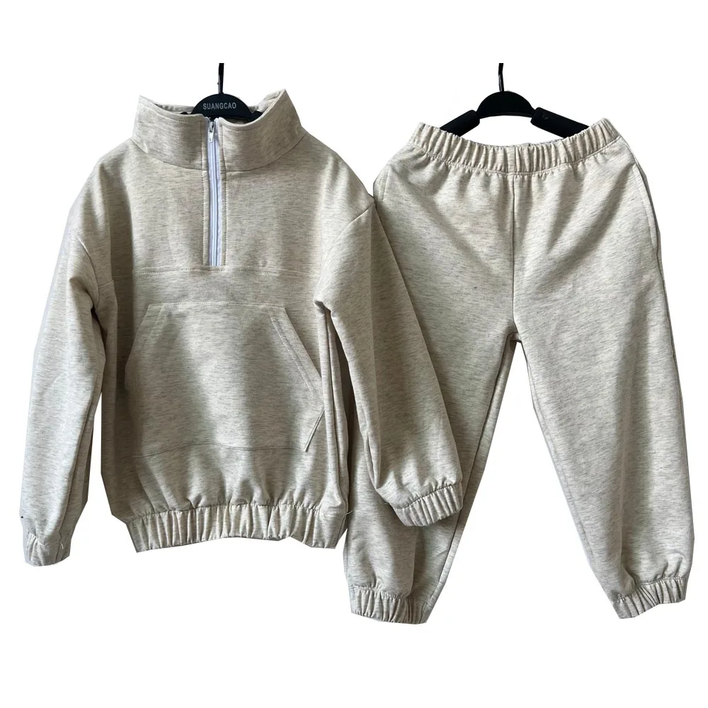 Toddler French Terry Lounge Set Long Sleeve Half Zip Pullover Joggers Pants Kids Tracksuit Set