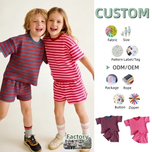 Soft Summer 2-Piece Clothing Waffle Fabric Girls' Outfit Kids Clothes Set Children's Suit Shirt & Shorts Set for Baby 0-8T