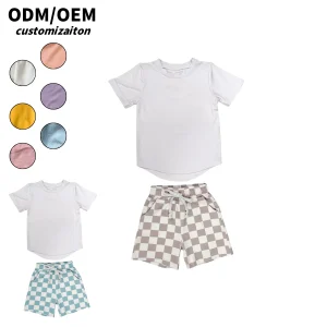 Dynamic Bamboo Fiber Printed Knitted Cotton Set Summer Kids Short Cool Breathable Sporty Casual Design Baby Clothing Sets