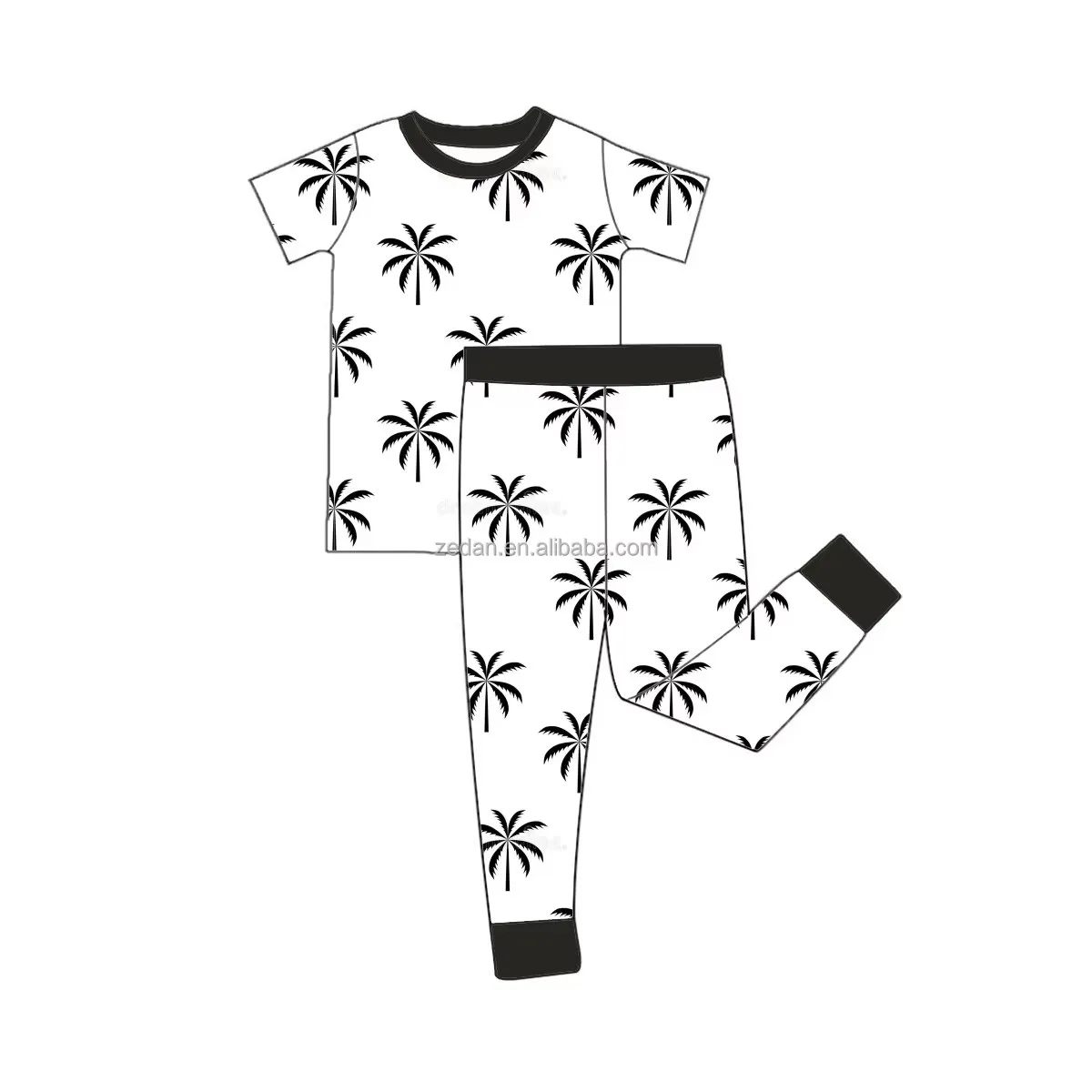 Kids Bamboo Pajamas Sea Prints Two Piece Short Sleeve and Pants Set Summer Cozy Bamboo 2 Piece Pjs - Image 6