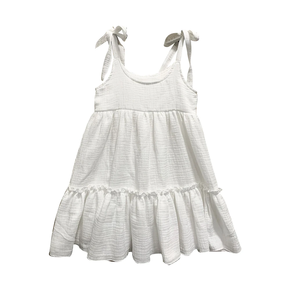 Hot Product Muslin/crepe Cotton Custom Color Suspender Girls Dresses with Pockets for Summer - Image 5