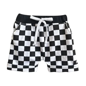 Custom Summer Baby Toddler Boy Checkerboard Cotton Comfortable Summer Short Pants Beach Pants