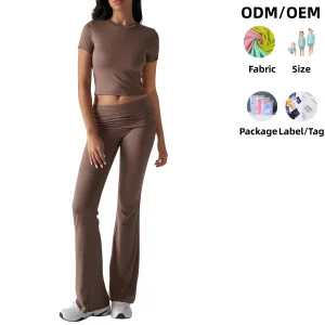 230GSM Modal  Women's Crop Tops Tracksuit Wide Leg Pants Trousers Soft Breathable 2PCS Set