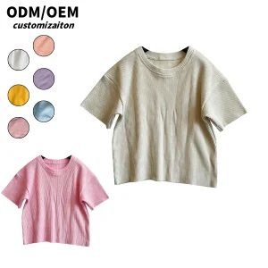 New Trendy Short-Style Kids' T-Shirts Colorful & Fashionable Lightweight Energetic Wafer Design Youthful Lively Vibe for Babies