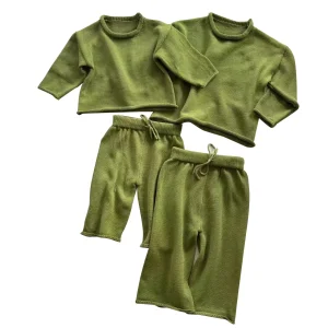 Colored Dot Sweater Suit Toddler Sweater Suit Outfit Winter Baby 2pcs Ribbed Set