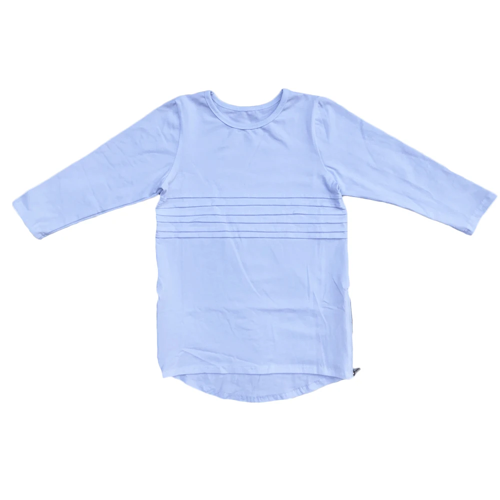 New Simple Style Boys and Girls Striped t Shirts Scoop Hem and Zips in Side Face Baby Shirt Long Line Tee Kids Tshirt - Image 3