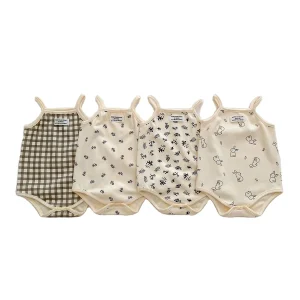 Rts Stripe Baby Toddler Smile Face Summer Short Sleeve Cute Casual Romper Bodysuit Clothes