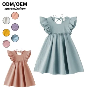 Trendy and Fashionable Short-Style Cotton Dress for Kids Vibrant Lively Design with Adjustable Straps for Girls