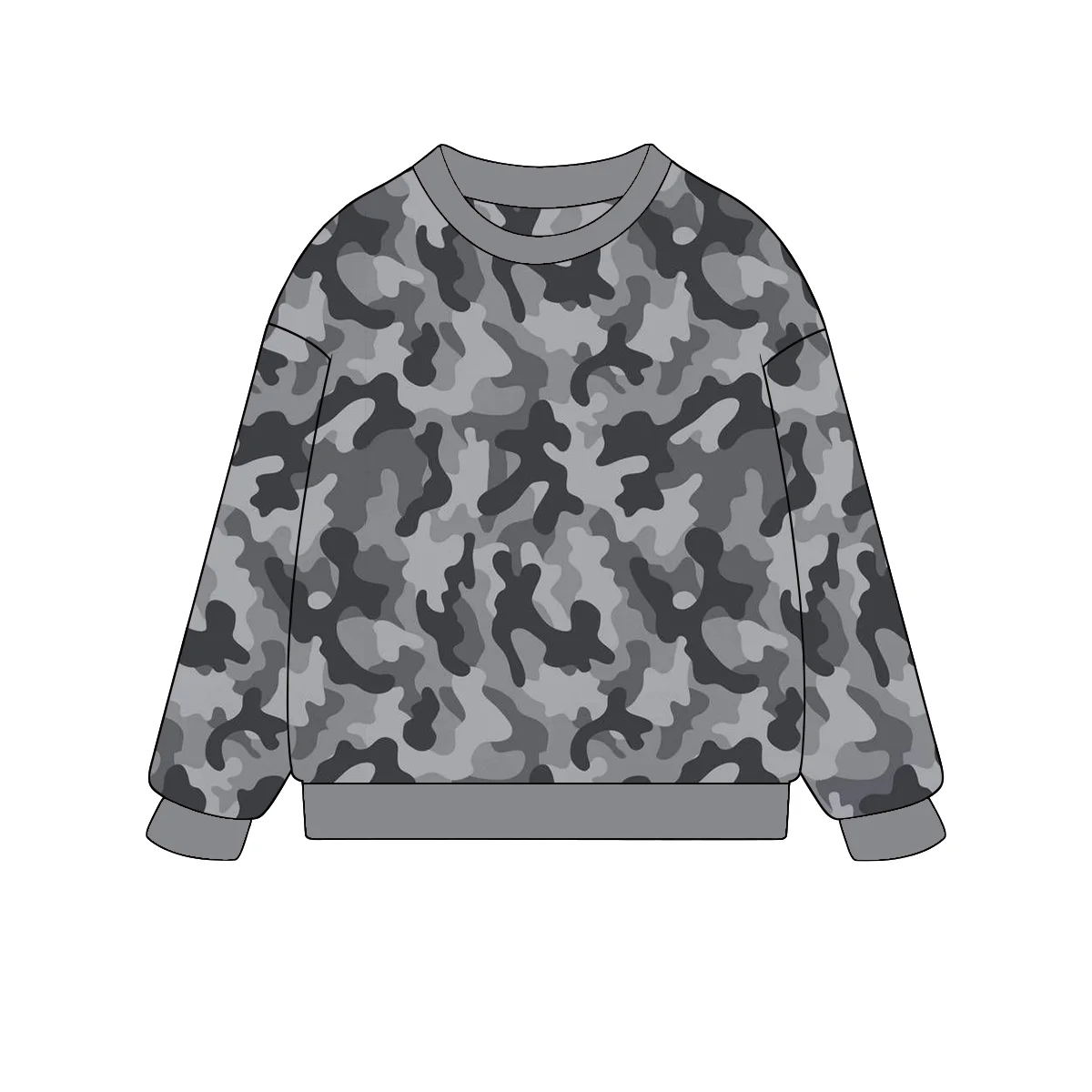 Kids High Quality Camo Seamless Pattern Pullover Sweatshirt Toddler Baby Boy Girl Family Matching Crewneck Sweatshirt - Image 2