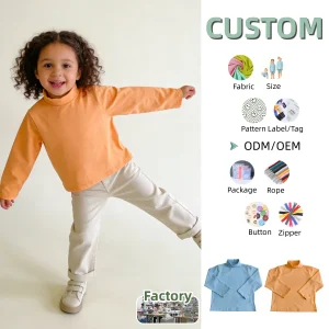 Children's Long Sleeve Shirt Spring and Autumn Long Sleeve Kid's Top High Collar Sweater Baby Hoodie Long-Sleeve Shirt for 0-8T