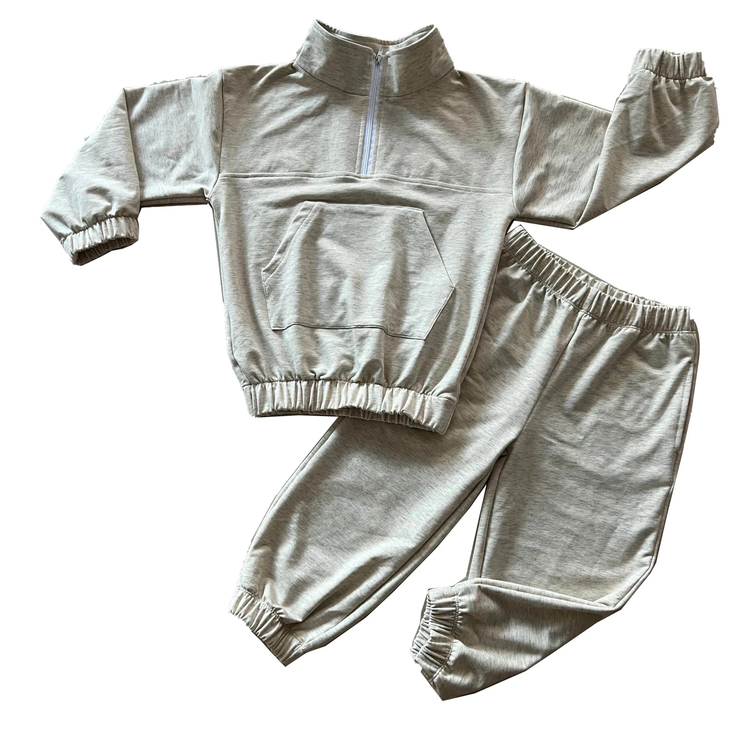 Toddler French Terry Lounge Set Long Sleeve Half Zip Pullover Joggers Pants Kids Tracksuit Set - Image 3