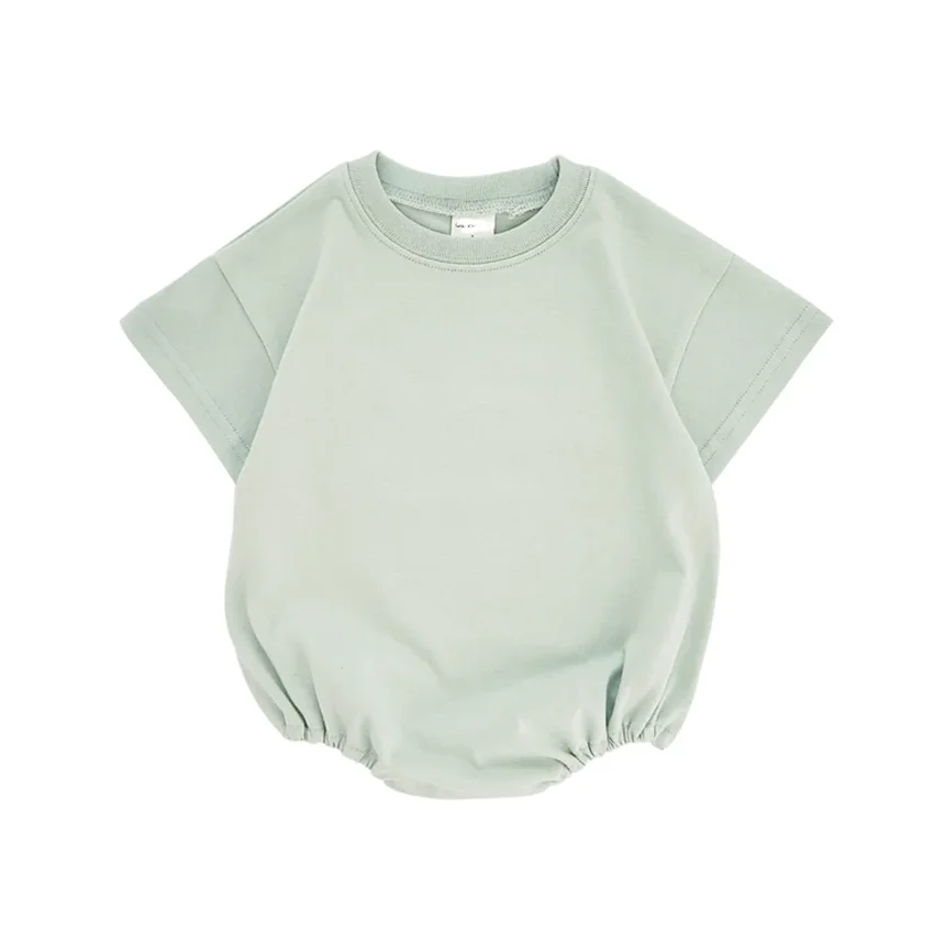 Custom Summer Baby Clothing Bubble Short Romper French Terry Solid Color Fall Oversize Bubble Rompers - Image 4