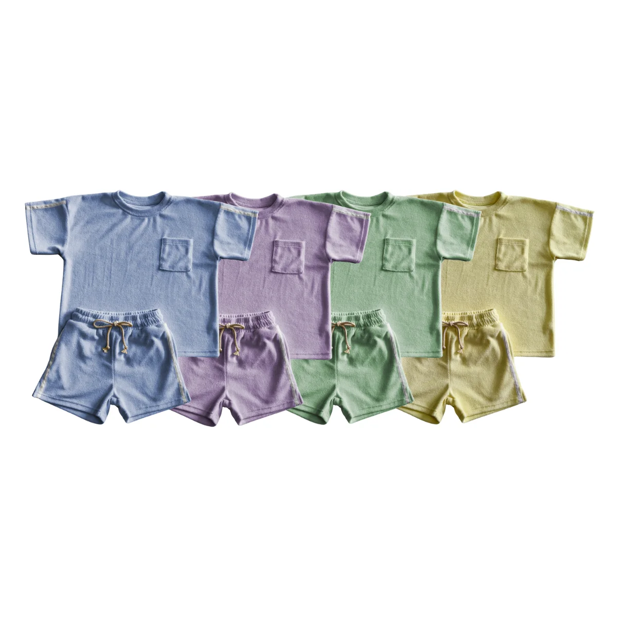 Summer Fashionable Trendy Towel Cloth Set Short & Close-Fitting for Kids Soft & Casual for Outings - Image 6