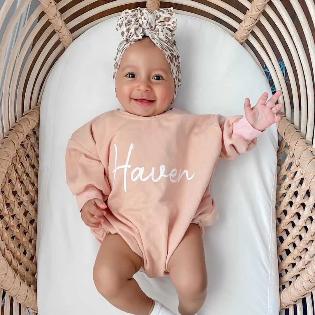 Custom Infant Baby Newborn Clothing Jumpsuit French Terry Sweatshirt Long Sleeve Bubble Romper - Image 3