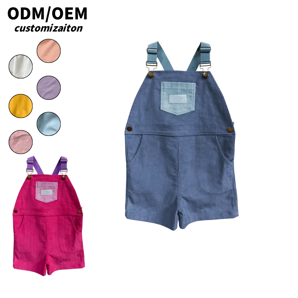 Customizable Short Corduroy Baby Rompers Unique Bright Sporty Casual Design Cool and Breathable for Kids