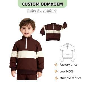 Wholesale Custom  Sweater Cotton Crewneck Patchwork Hoodie for Boys Fashionable and Handsome Casual Style Baby Shirts & Tops