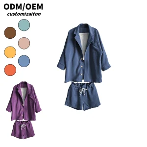 High-End Summer Kids Short Set Simple Sporty Casual Fashionable and Trendy Cotton and Linen Baby Clothing