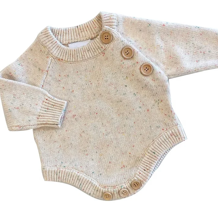 Custom Knitted Baby Romper Long Sleeve Gingham Cute Sweater Romper Outfit - Image 6