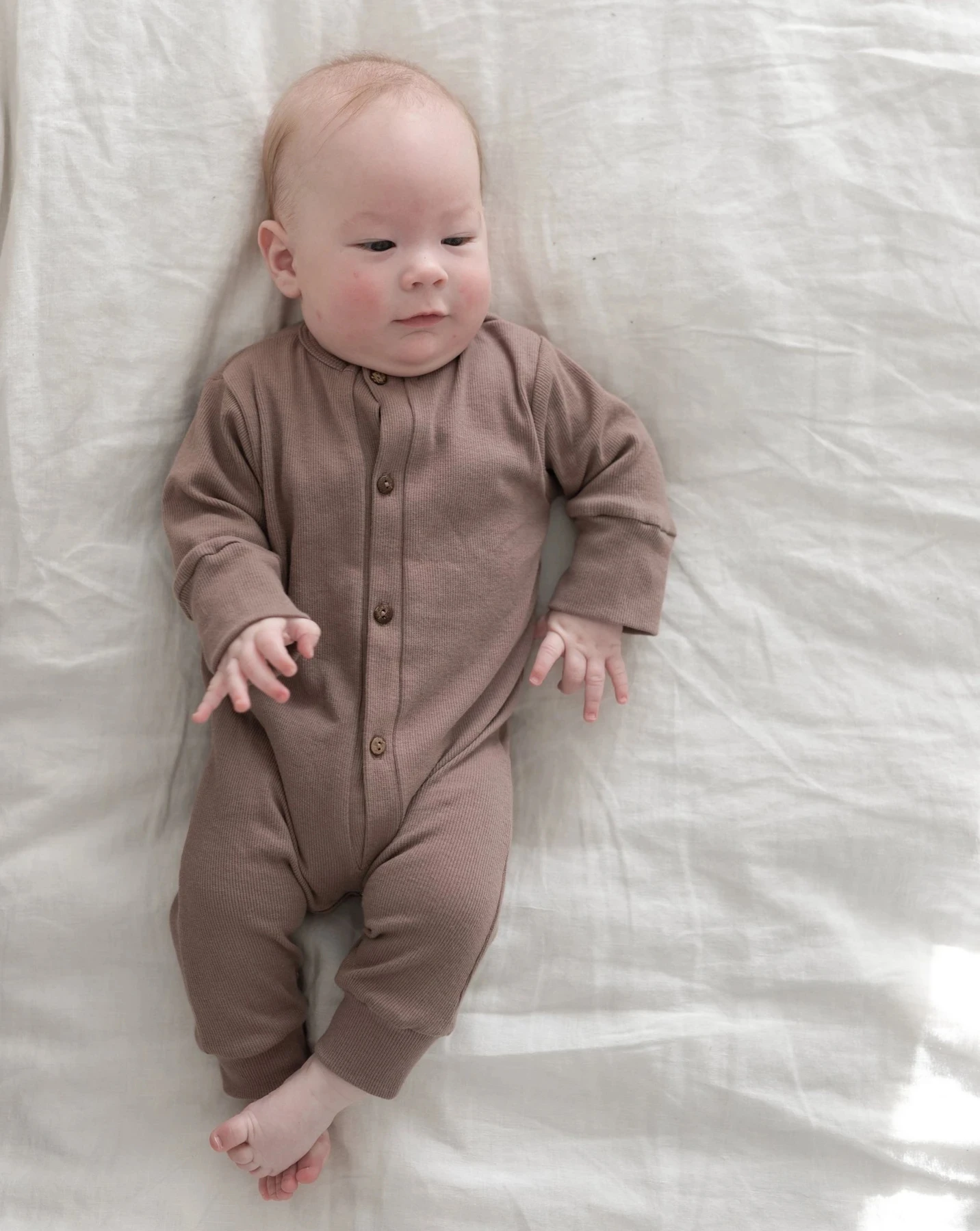 Wholesale Autumn Unisex Kids Baby Rib Cotton Long Sleeve Jumpsuit Baby Girl Boys Henley Solid Baby Romper - Image 2