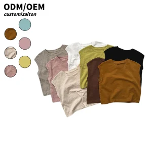 Summer Boys and Girls Casual Crew-neck Knitted Cotton T-shirt | Children's Sleeveless Knitted Tank