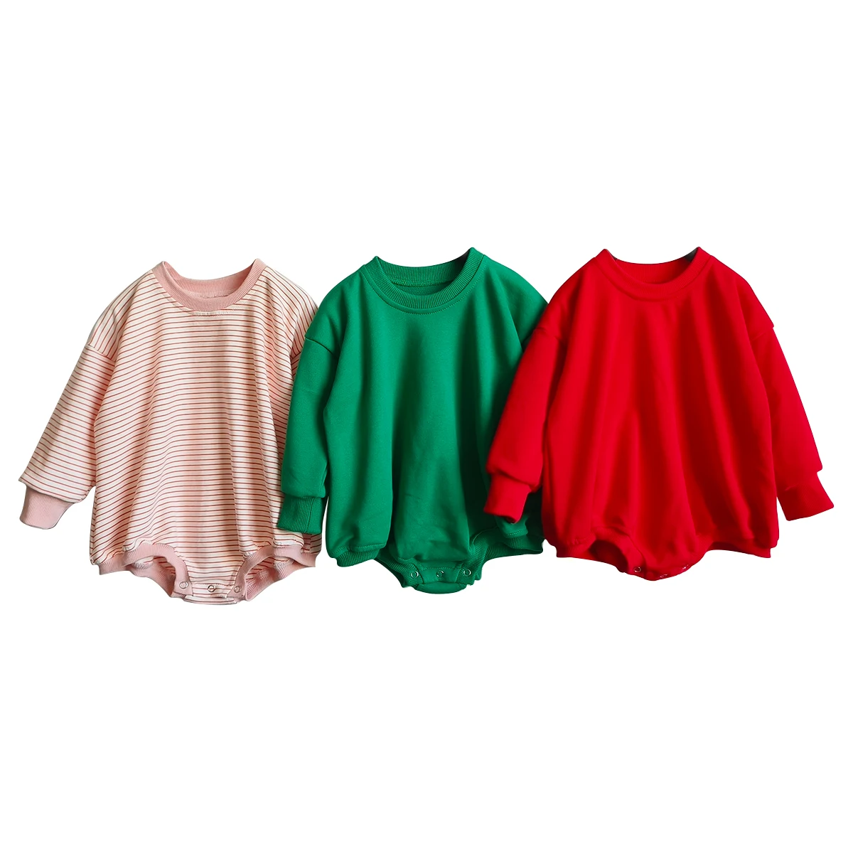 Custom Christmas Color French Terry Ruffle Hem Sweatshirt Color Block Tops Tshirt - Image 5