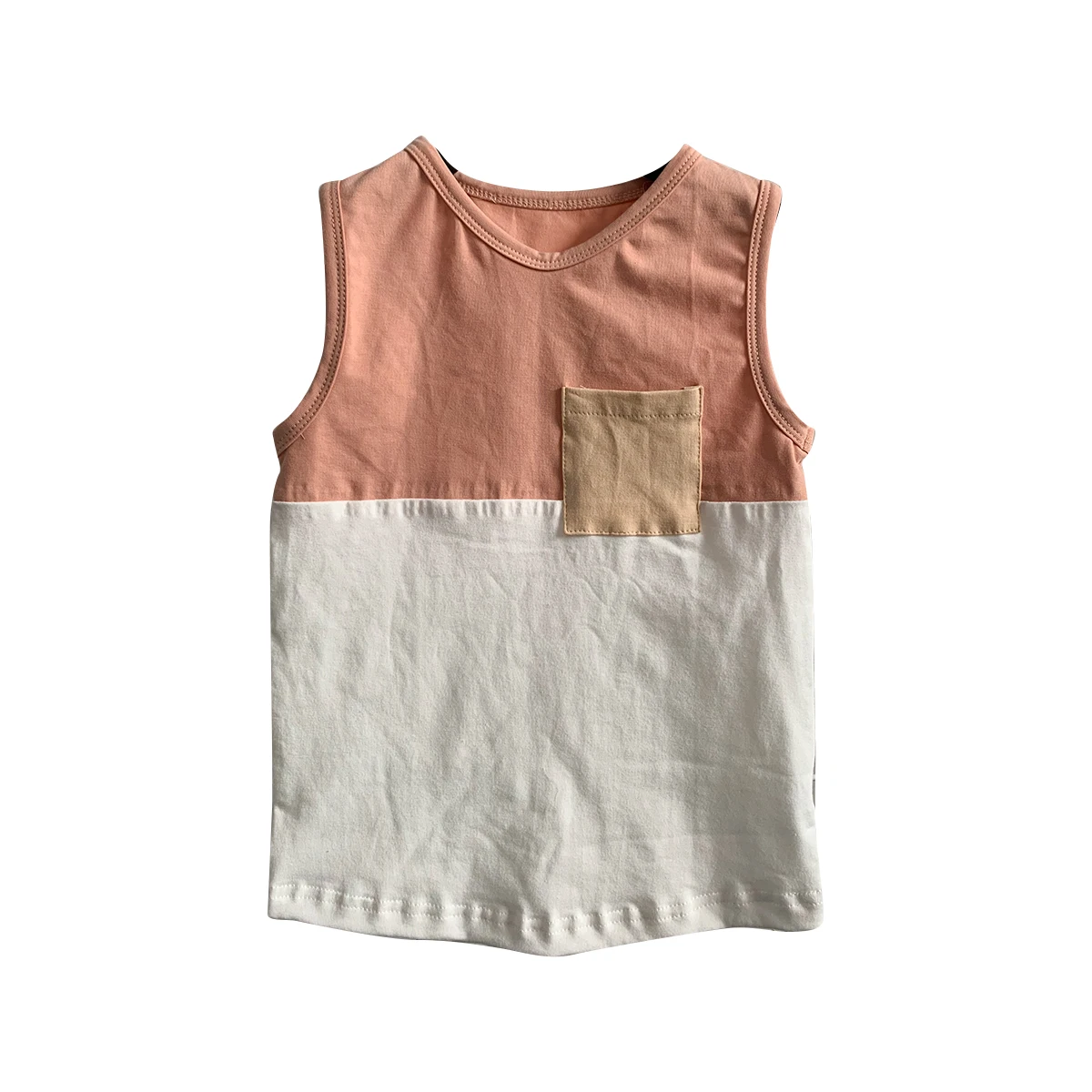 Custom Summer Casual Baby Boy Color Block Knit Cotton Sleeveless Shirt Shoulders Muscle tank Undershirt - Image 2