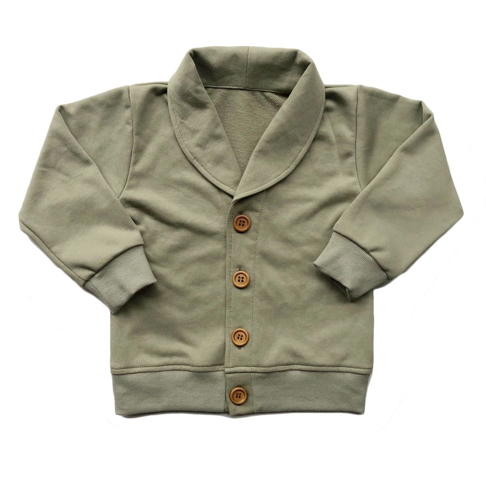 Kids Autumn Winter Boys Coat Shawl Collar French Terry Button Knit Sweatshirt Cardigan - Image 6