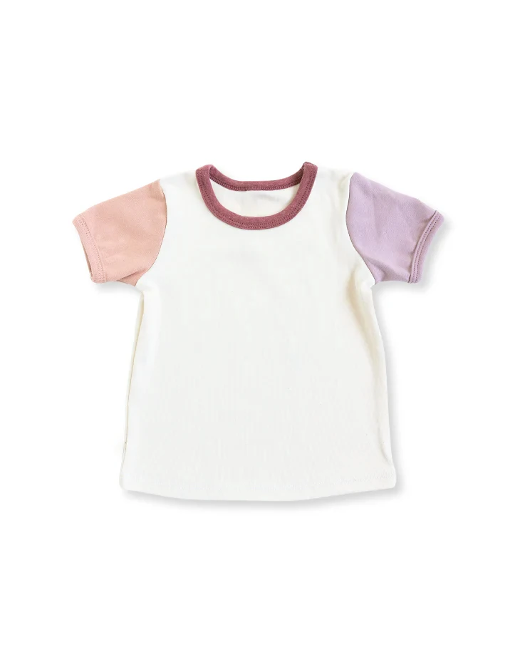 Newly Designed Boutique Summer T-shirt Custom Color-blocked Baby Knitted T-shirt Short Sleeve Tops - Image 5