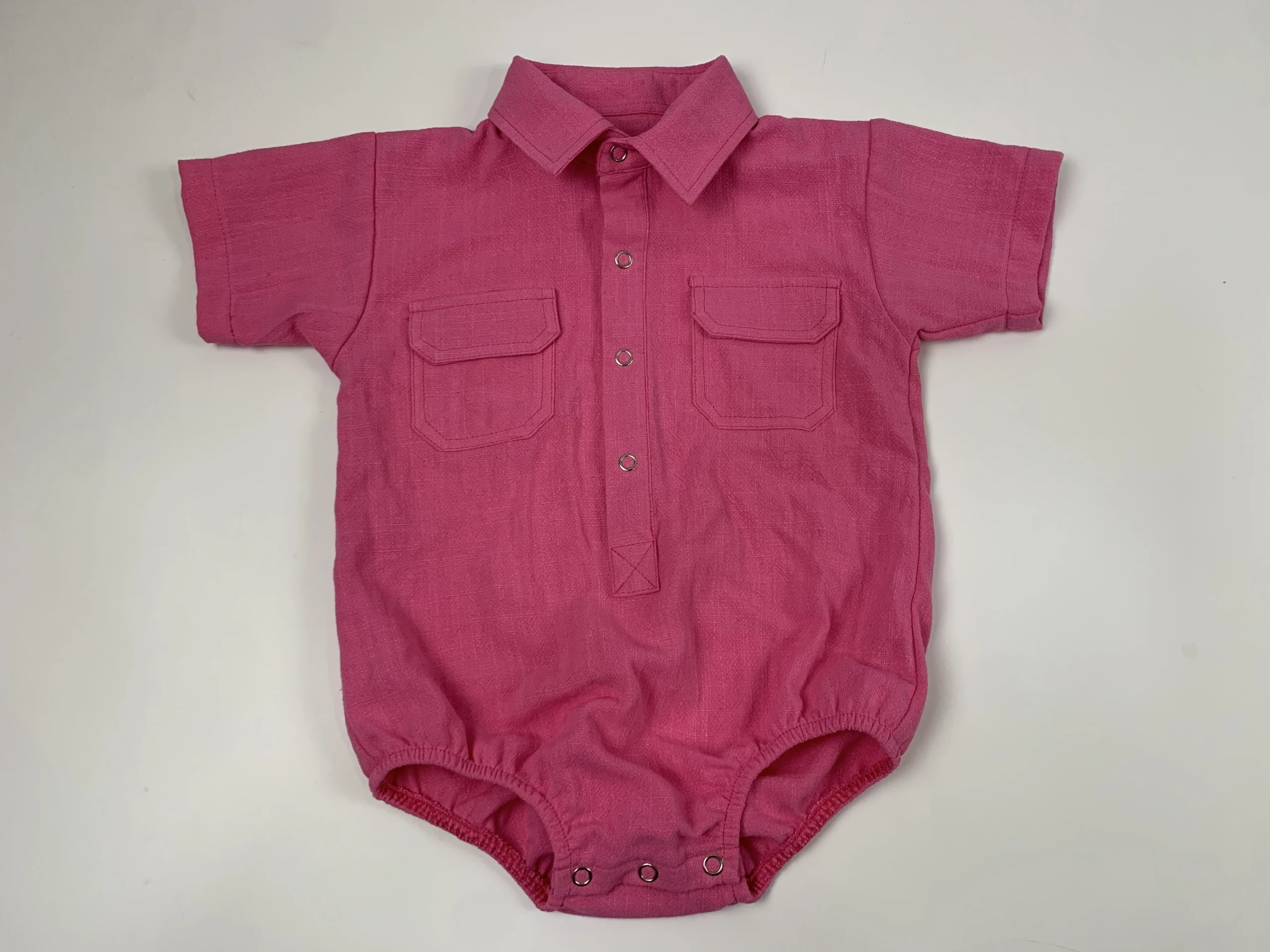 Cotton Infant T-shirt Romper with Snap Button Casual Cotton Linen Romper Toddler Onesie Spring Summer Bodysuit - Image 3