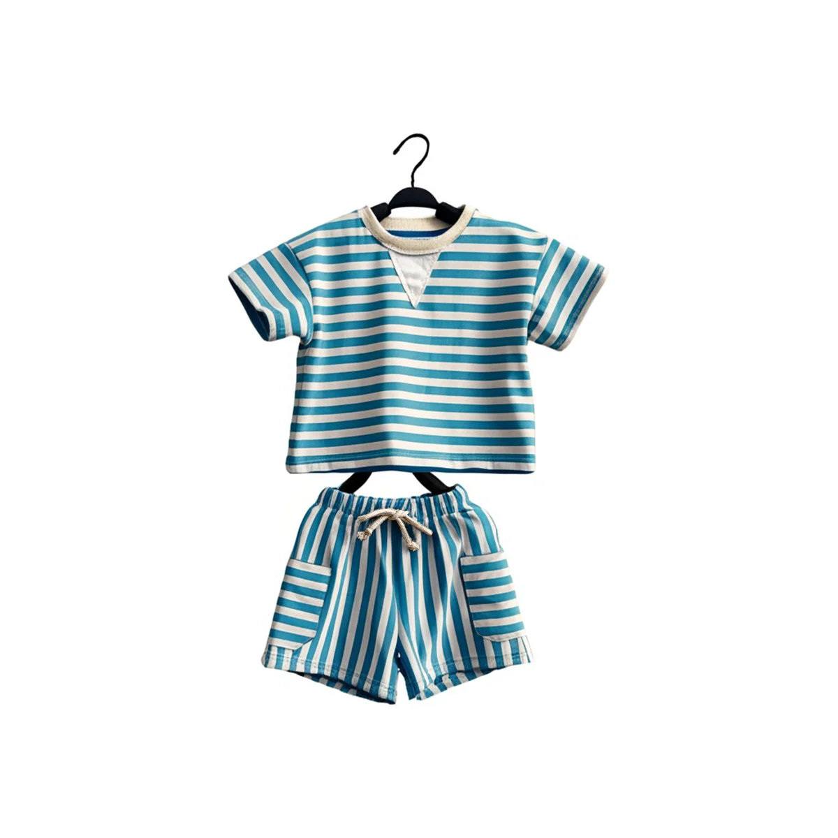 Comfortable Striped Sweatshirt Cotton Children's Suit Summer Set Suitable for 0 - 8 Years Old Baby Suit - Image 3