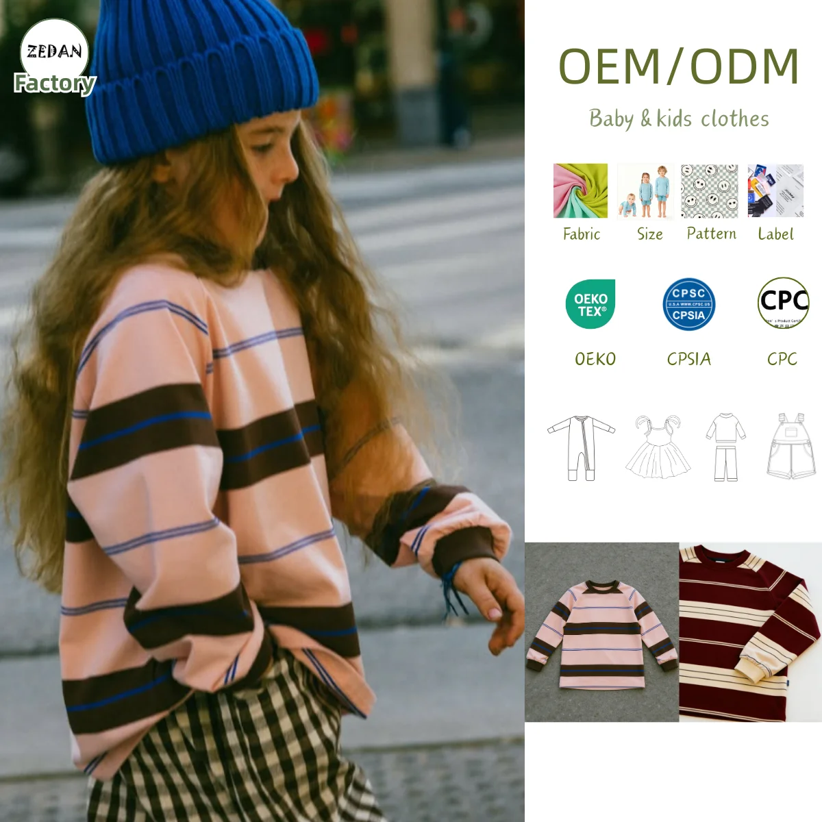 Custom Kids Toddler Tops Baby Pullover Sweatshirts Long Sleeve Striped Long-sleeved Kids Sweatshirt Custom Logo for 0-8T