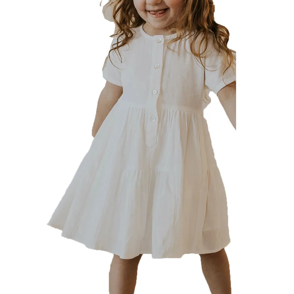 Lovely Mother-Child Design Short-Sleeved Casual Muslin Frock with Sunshine Buttons Formal Print Pattern Dress Toddlers New Model - Image 2