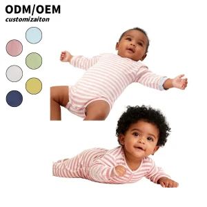 OEM Baby Clothing Newborn Infant Baby Girl Romper Bodysuit Girls Stripe Print One Piece Jumpsuit Pants Clothes Outfits