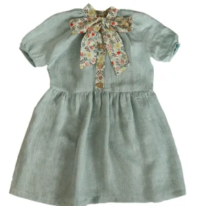 Fashion Toddler Girl Vintage Linen Floral Dress Baby Girls French Style Puff Sleeve Tunic Dress